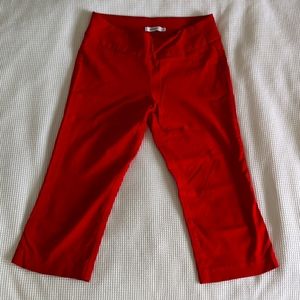 Ricki's red skinny capri pants, microtwill pull on stretchy